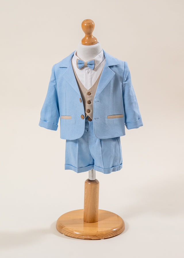 Costum Mirel din IN Bleu Si Bej Pantalon Lung Si Scurt AnneBebe