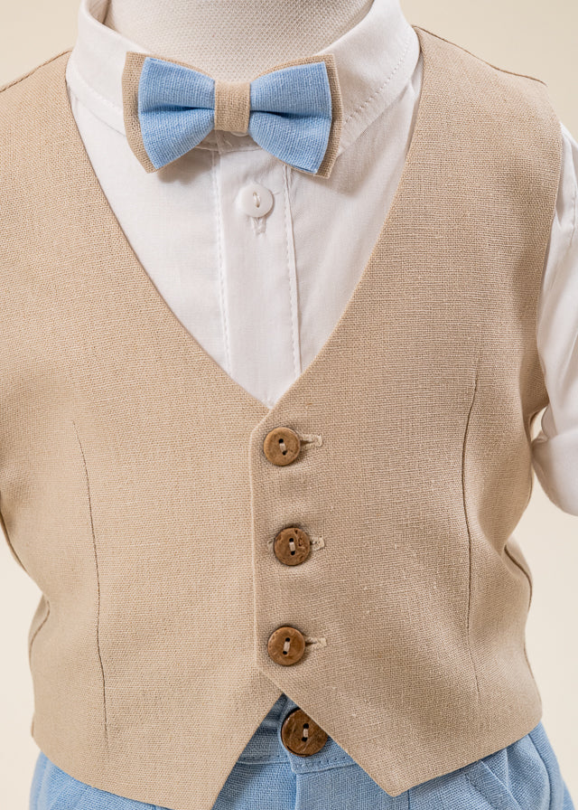 Costum Mirel din IN Bleu Si Bej Pantalon Lung Si Scurt AnneBebe