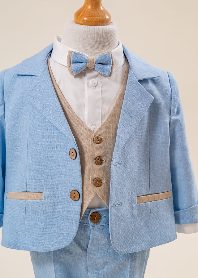 Costum Mirel din IN Bleu Si Bej Pantalon Lung Si Scurt AnneBebe