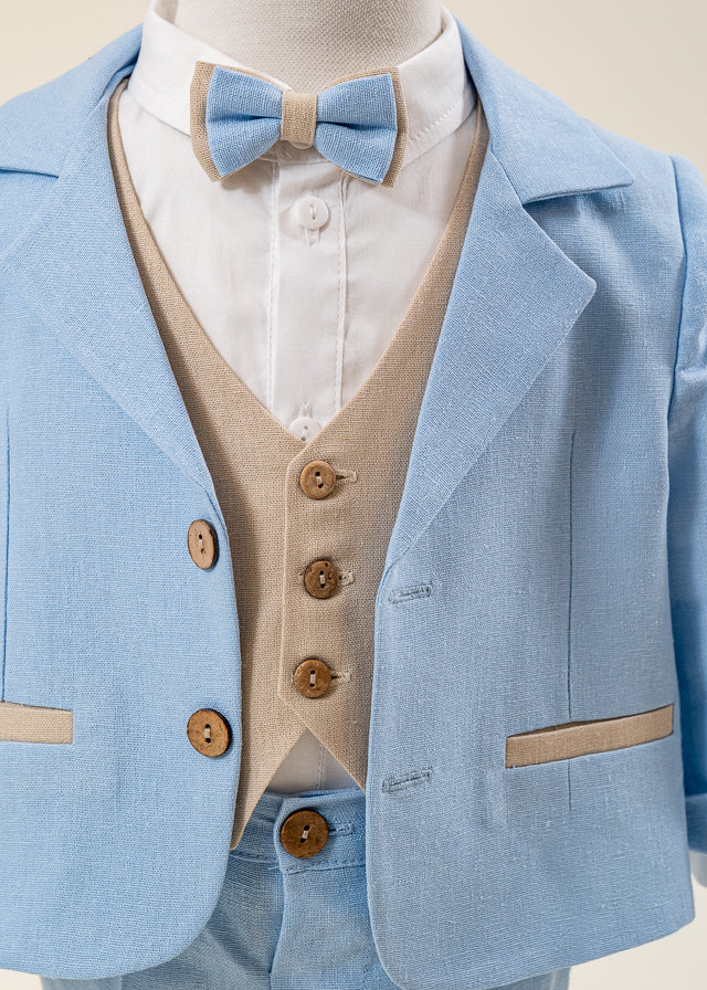 Costum Mirel din IN Bleu Si Bej Pantalon Lung Si Scurt AnneBebe