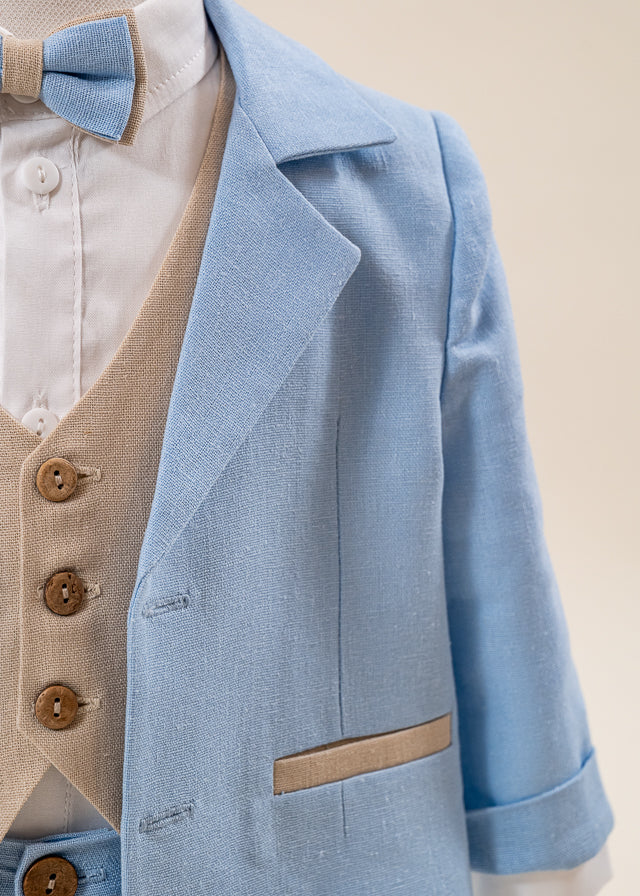 Costum Mirel din IN Bleu Si Bej Pantalon Lung Si Scurt AnneBebe