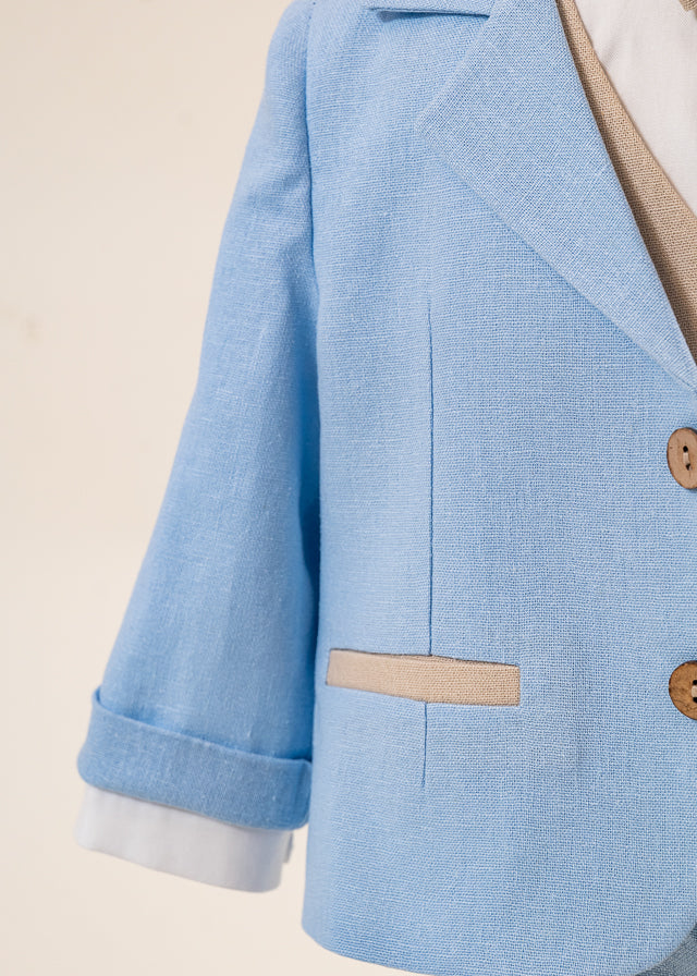 Costum Mirel din IN Bleu Si Bej Pantalon Lung Si Scurt AnneBebe