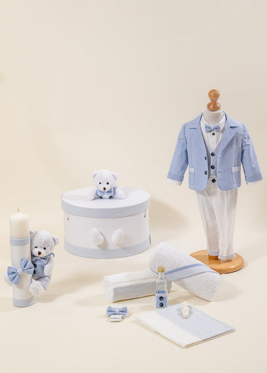 Set Botez Mike 4 Piese  Costum Trusou Lumanare Cufar  Personalizat Botez AnneBebe