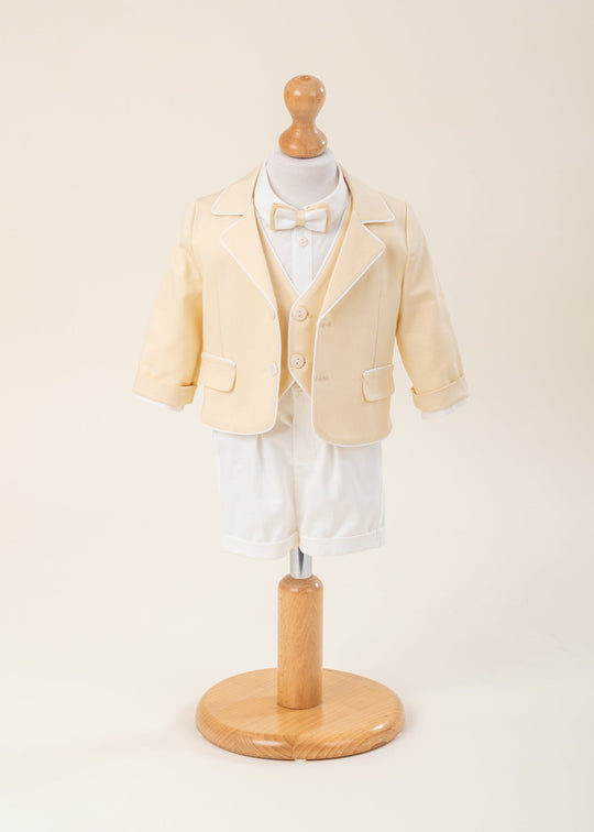 Costum Gustav Sacou Galben Cu Cheder Crem Pantalon Ivory AnneBebe