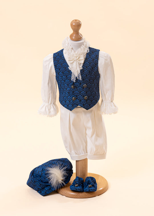 Blue Brocard Vest Print Suit AnneBebe