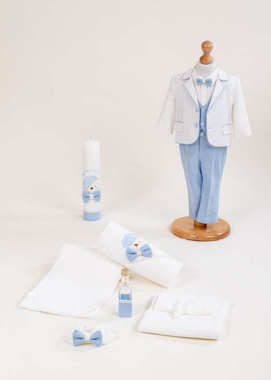Set Botez Orlando 3 Piese, Costum, Trusou si Lumanare Personalizat Botez AnneBebe