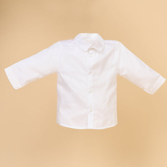 Camasa Baieti Alba Bumbac cu Maneca Lunga AnneBebe