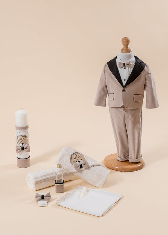 George 3 Piece Baptism Set, Suit, Trunk and Candle Personalized Baptism AnneBebe