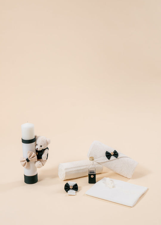 Set Botez Cezar 2 Piese, Lumanare si Trusou Personalizat Botez AnneBebe