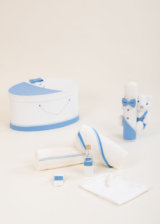 Set Botez Amza 3 Piese Lumanare Trusou Cufar Personalizat Botez AnneBebe
