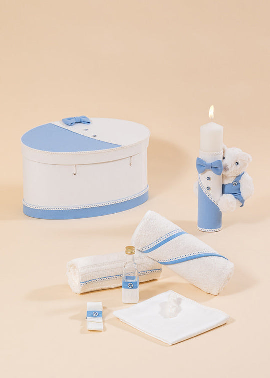 Sebastian Baptism Set 3 Pieces, Candle, Trunk and Personalized Baptism Chest AnneBebe