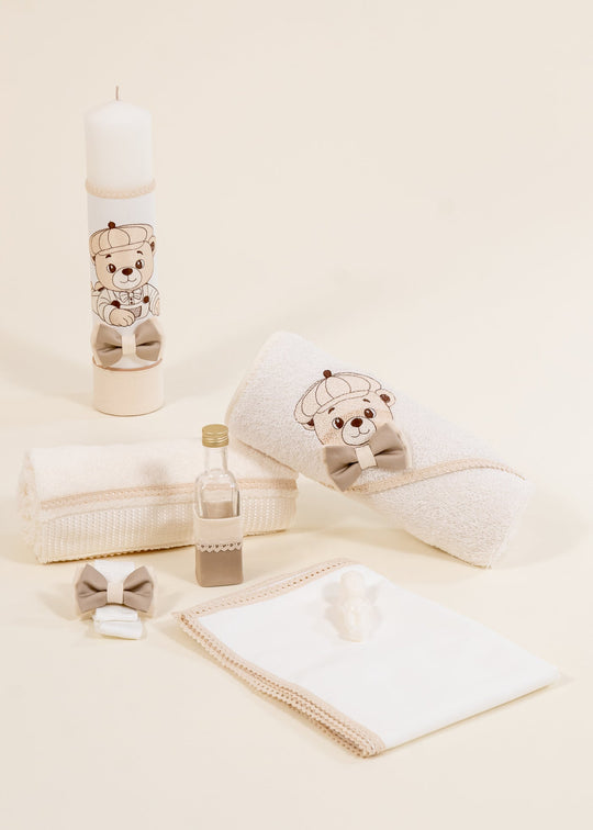 Set Botez Marco 2 Piese, Lumanare si Trusou Personalizat Botez AnneBebe