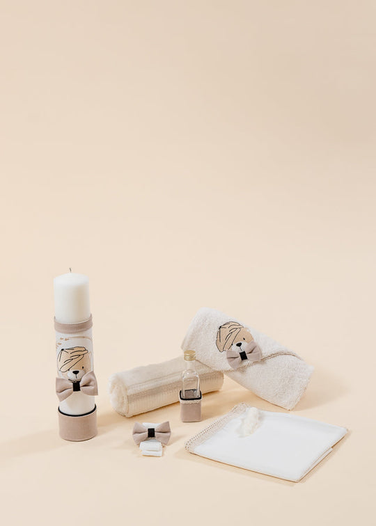 Set Botez George 2 Piese, Lumanare si Trusou Personalizat Botez AnneBebe