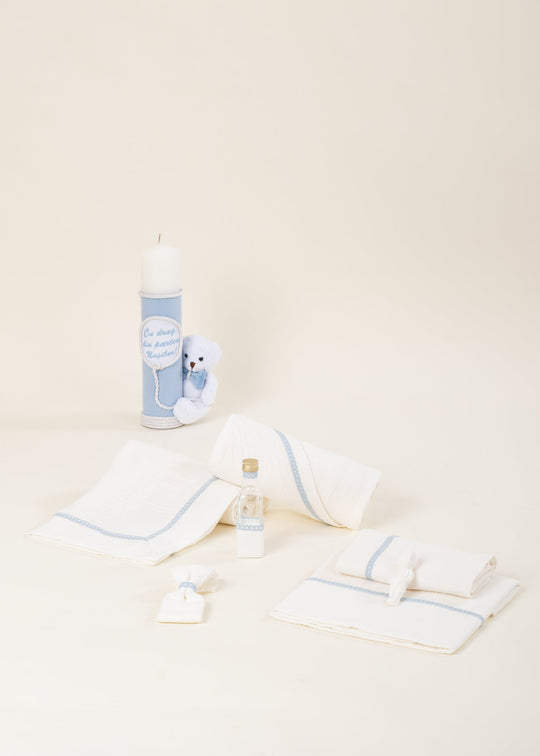 Set Botez Kenzo 2 Piese, Lumanare si Trusou Personalizat Botez AnneBebe