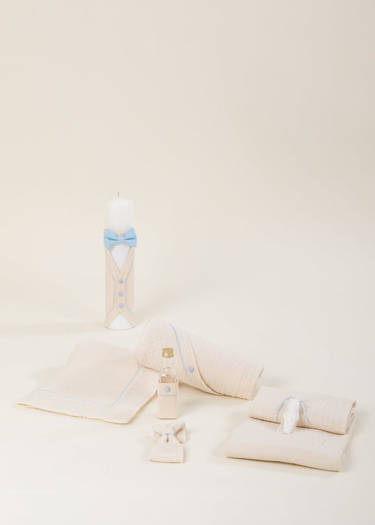 Set Botez Kevin 2 Piese, Lumanare si Trusou Personalizat Botez AnneBebe