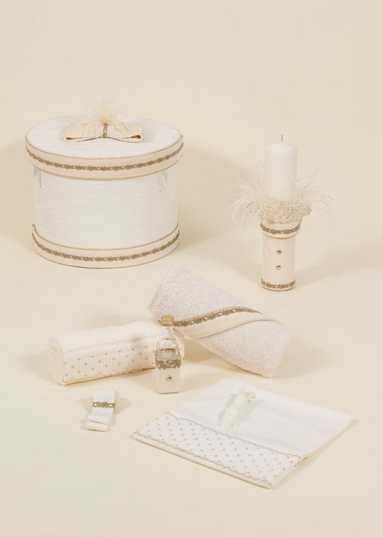 Set Botez Lord Elegance 3 Piese, Lumanare, Trusou si Cufar Personalizat Botez AnneBebe