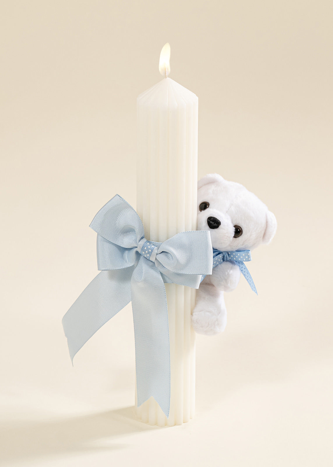 Lumanare Universala Baieti Funda Dubla Bleu Si Urs Mic Alb AnneBebe