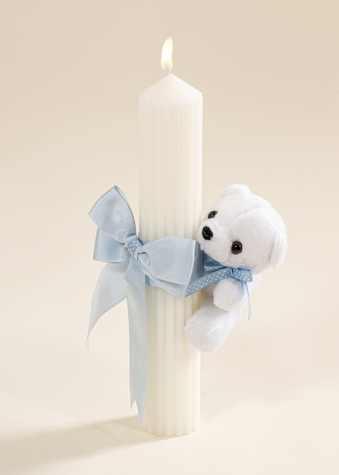 Lumanare Universala Baieti Funda Dubla Bleu Si Urs Mic Alb AnneBebe