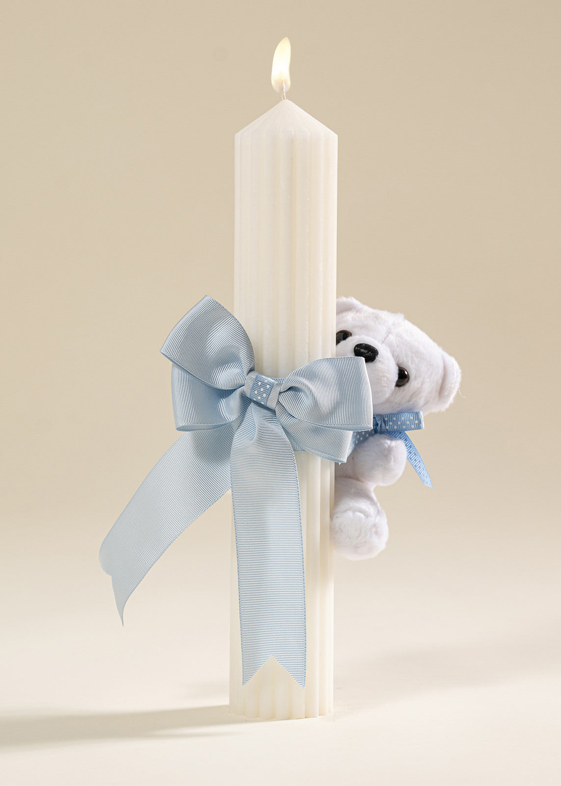 Lumanare Universala Baieti Funda Dubla Bleu Si Urs Mic Alb AnneBebe