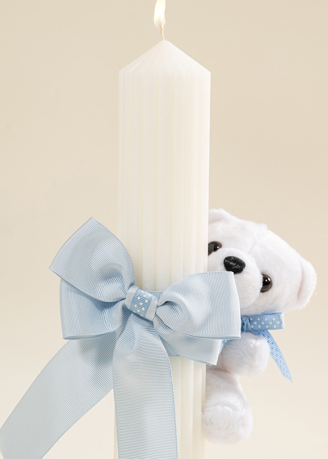 Lumanare Universala Baieti Funda Dubla Bleu Si Urs Mic Alb AnneBebe