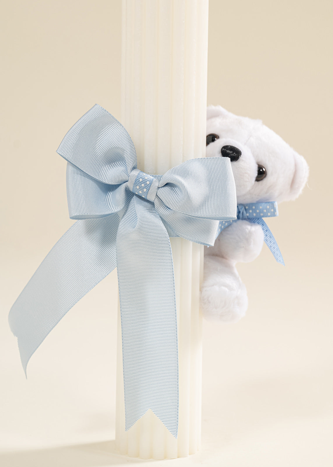 Lumanare Universala Baieti Funda Dubla Bleu Si Urs Mic Alb AnneBebe