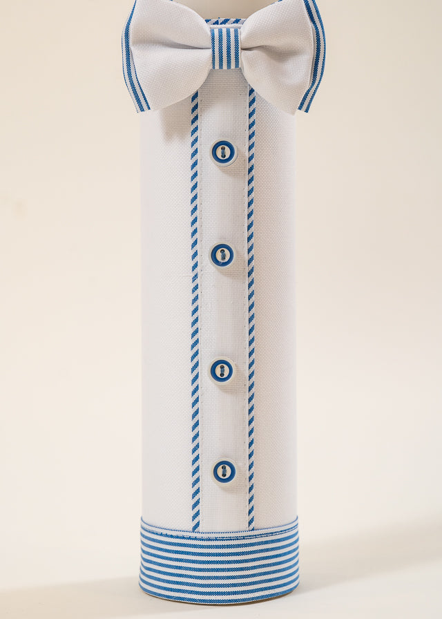 Lumanare Armand Alba Cu Papion Dungi Bleo