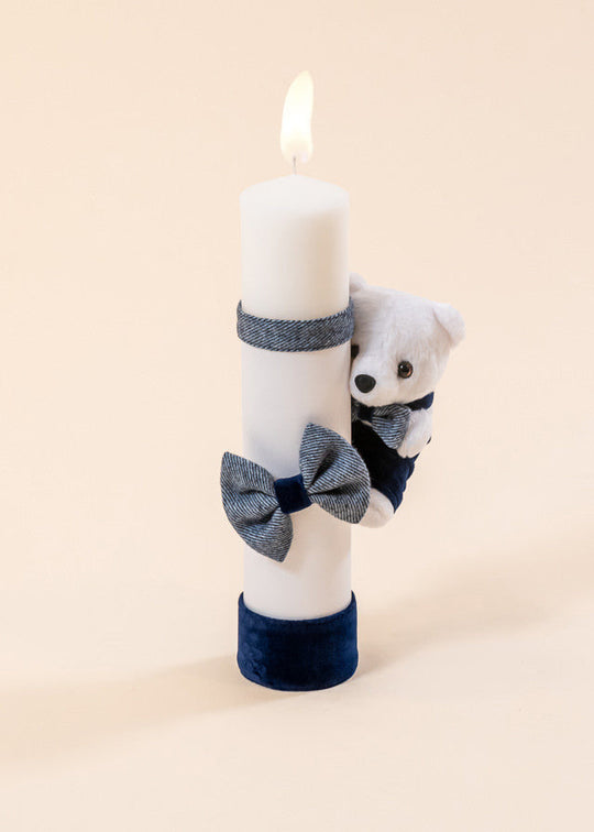 Candle Virgil White Bear Bow Stripes AnneBebe