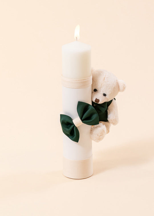 Albert Urs Candle Cream Green Bow