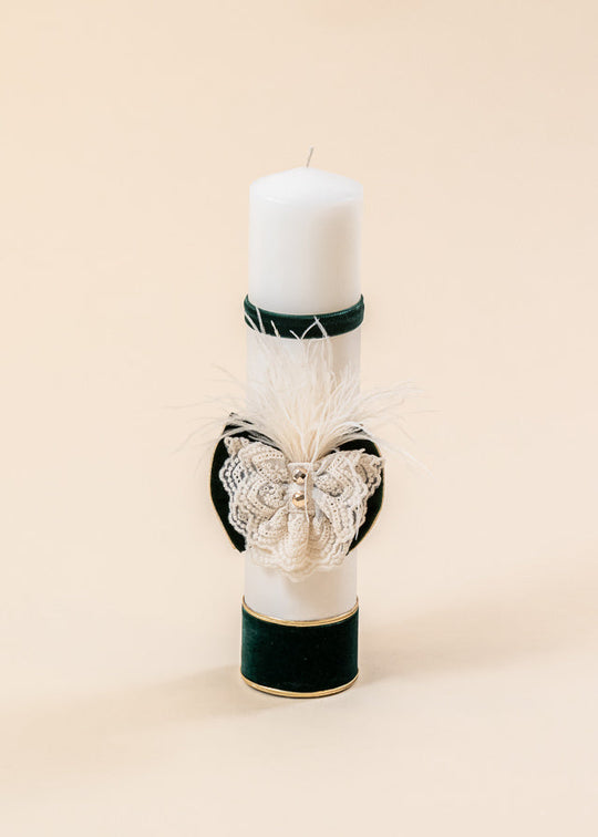 AnneBebe Green Velvet Print Candle