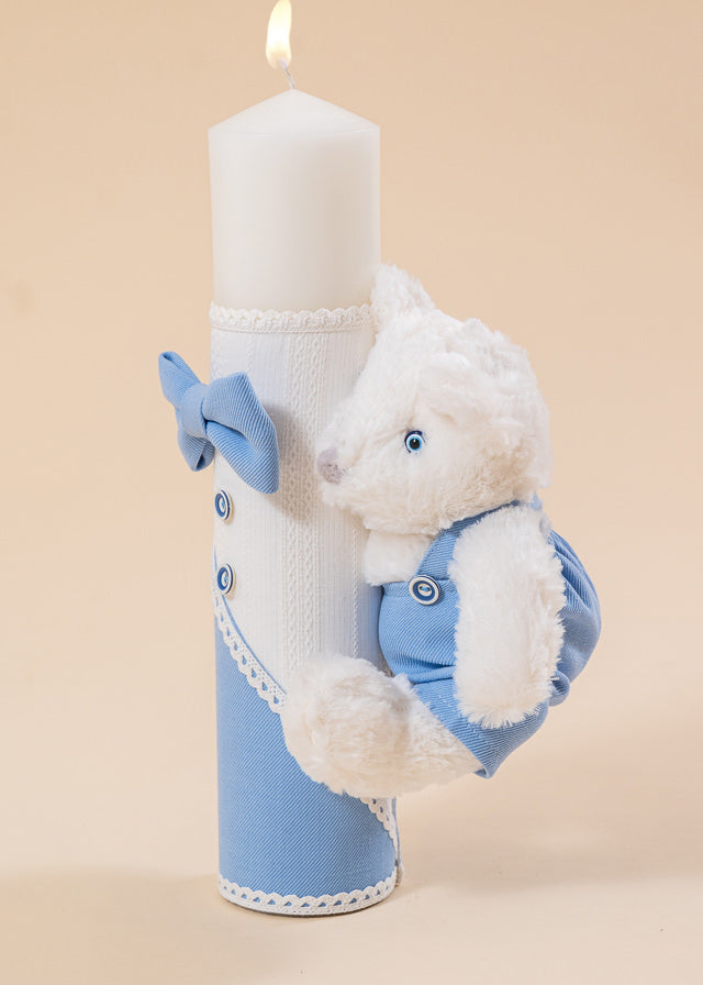 Set Botez Sebastian 3 Piese, Costum, Trusou si Lumanare Personalizat Botez AnneBebe