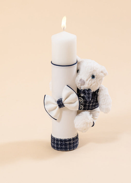 Lumanare Patrick Urs Mare Crem Stofa Bleumarin AnneBebe