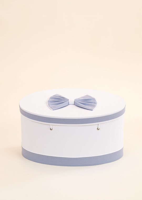 Calin Oval White Chest with Blue Ribbon and Bow