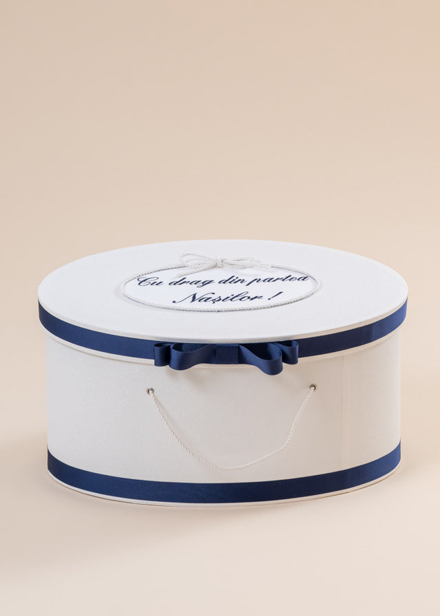 Personalizare Cufar Botez Elipsa Brodata Lateral / Capac