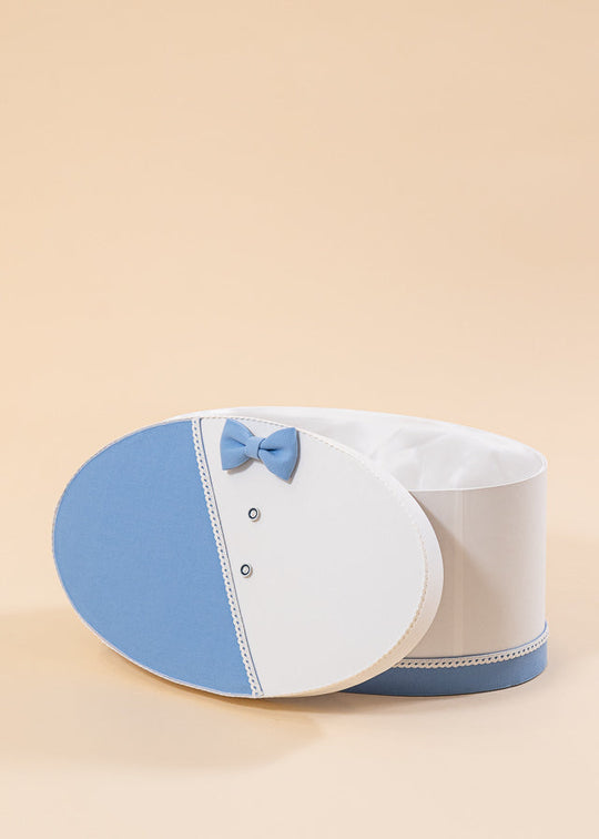 Cufar Toma Oval Crem Cu Bleu Nasturi Bleumarin Si Dantela Coltisori AnneBebe