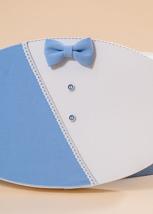 Cufar Sebastian Oval Crem Cu Bleu si Nasturi Bleu AnneBebe