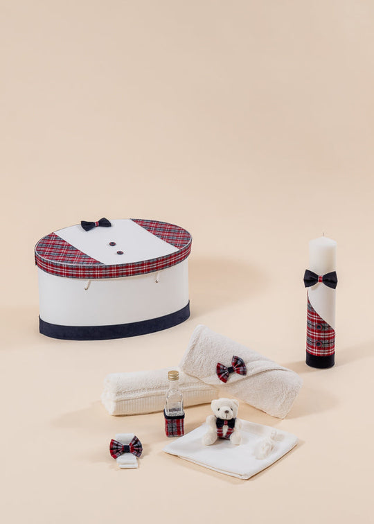 Set Botez Ciprian 3 Piese, Lumanare, Trusou si Cufar Personalizat Botez AnneBebe
