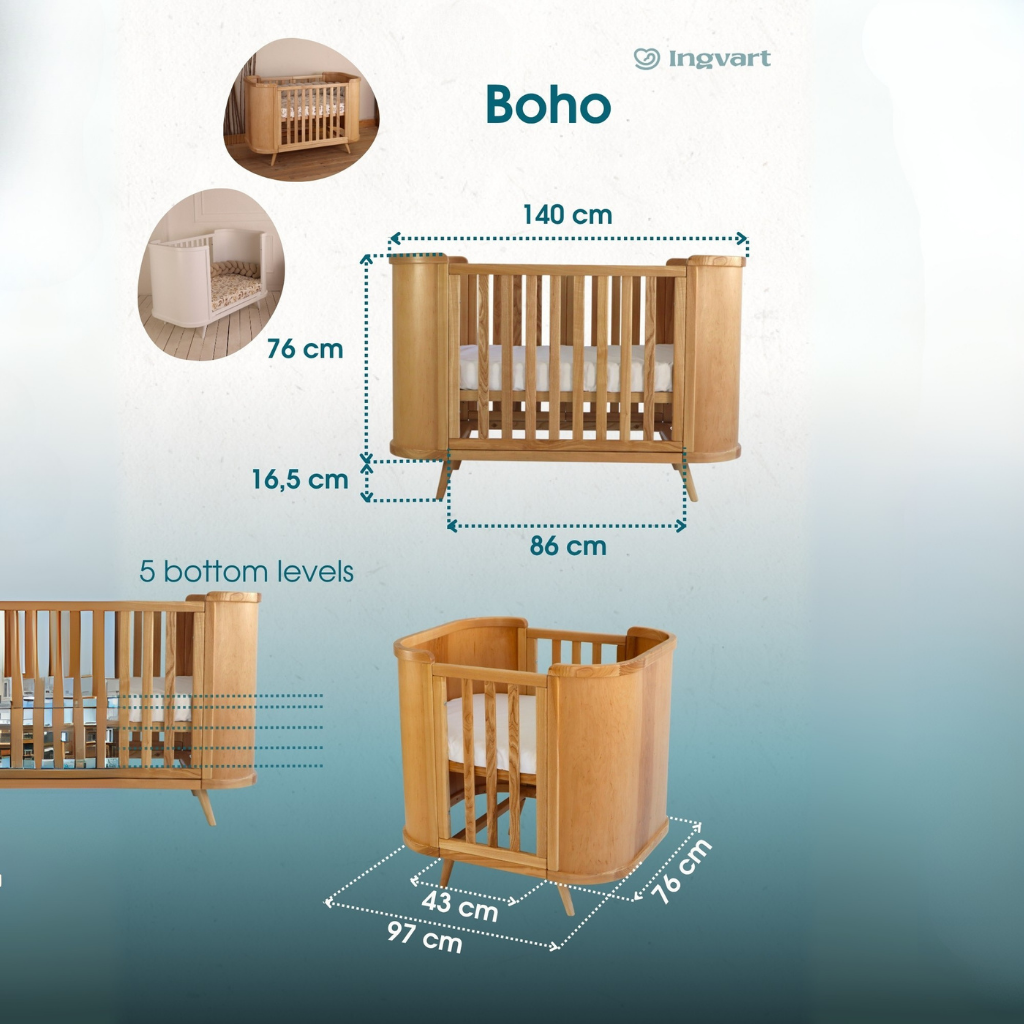 Boho Simple Natural Ingvart Evolutionary Crib 
