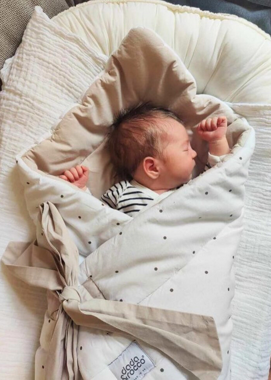 Quilted Baby Blanket 3 in 1 Cream With Beige Dots Antiallergic Cotton DOTS 70x70 cm – 1030-1002 Dada&amp;Rocco