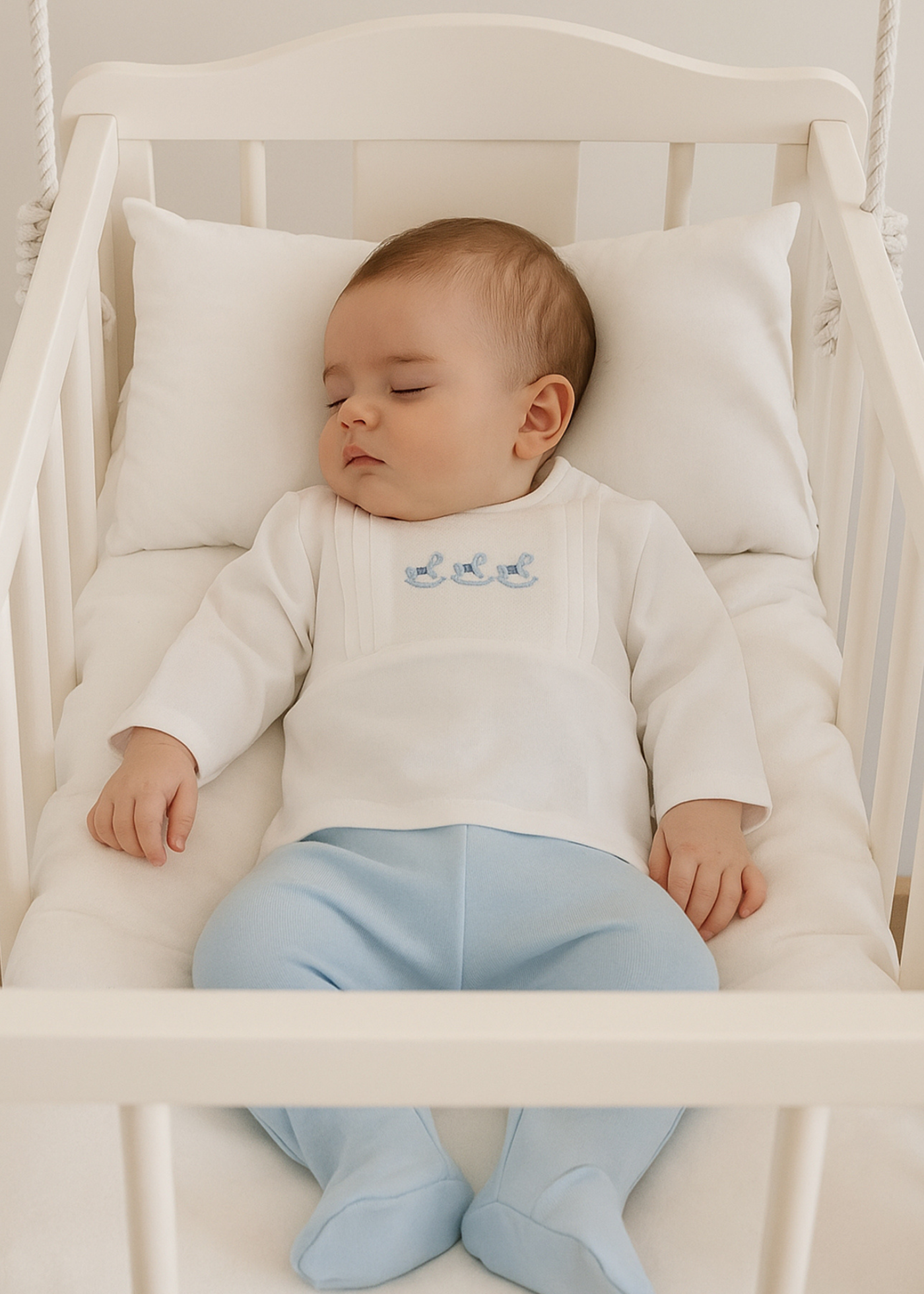 Set 2 Piese Bumbac Organic Alb cu Bleu cu Caluti My Toy S60340 Kitikate