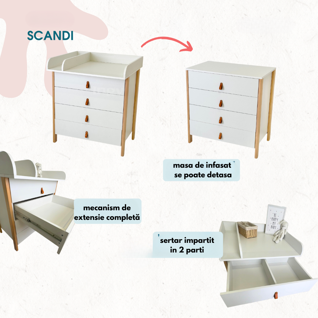 Ingvart Scandi Dresser with Changing Table 