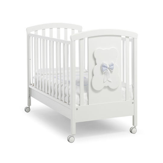 Patut bebelusi Dudu Erbesi Lemn Solid Fag cu sertar si laterala culisanta Alb & Bleu