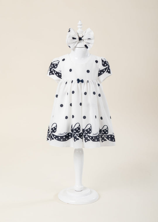 Rochita Baby Doll Crem Cu Fundite Bleumarin AnneBebe