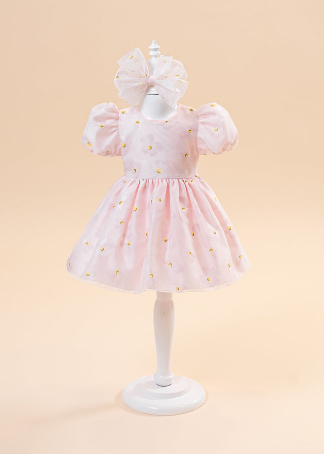 Rochita Eleganta Organza Roz Flori De Mar AnneBebe