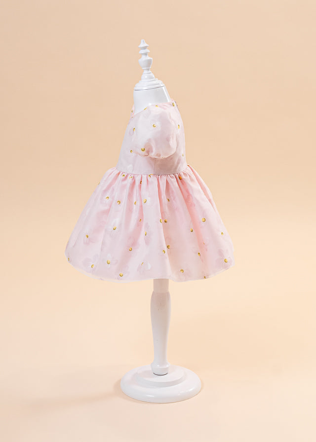 Rochita Eleganta Organza Roz Flori De Mar AnneBebe