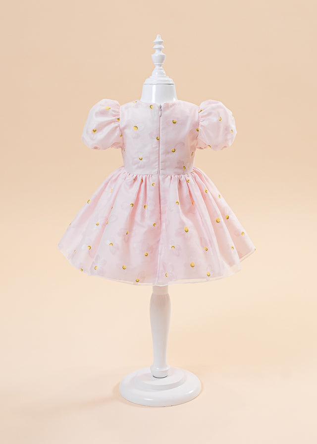 Rochita Eleganta Organza Roz Flori De Mar AnneBebe