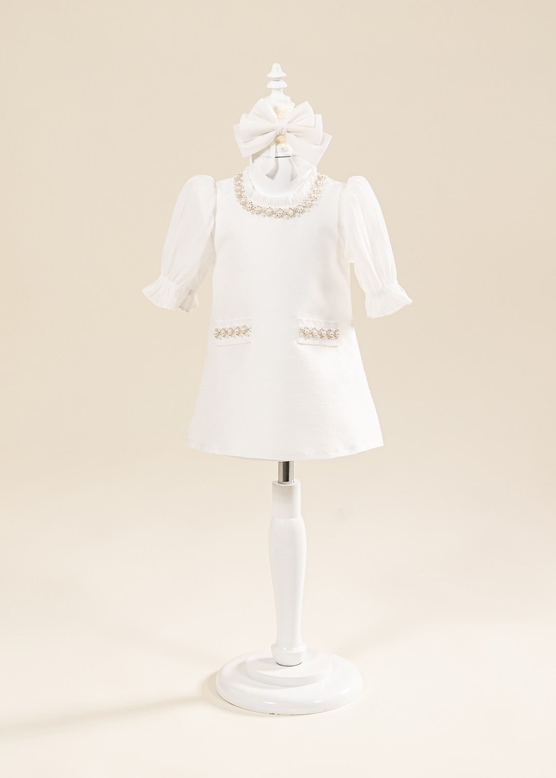 Rochita Eleganta Ivy Crem Cavalieri Cu Perle AnneBebe