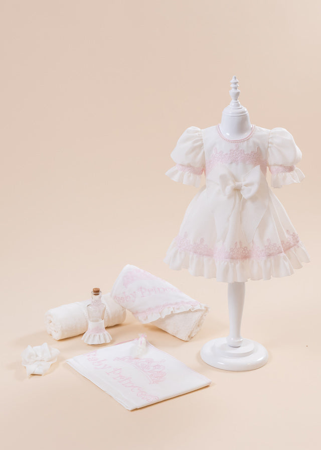 Set Botez Diana Baby Princess 2 Piese, Rochita si Trusou Personalizat AnneBebe