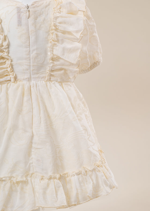 Rochita Eleganta Fetite Crem Imprimeu Catifea AnneBebe