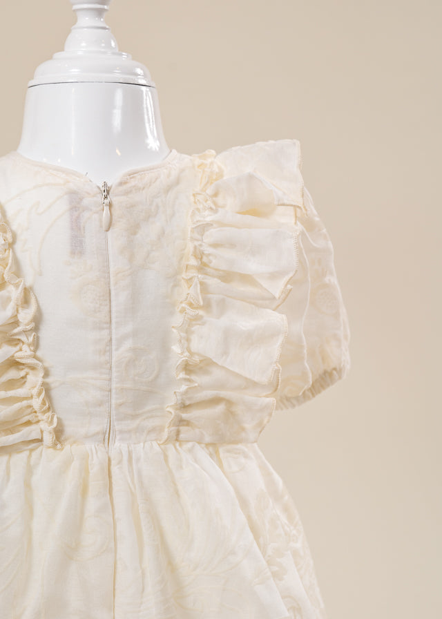 Rochita Eleganta Fetite Crem Imprimeu Catifea AnneBebe