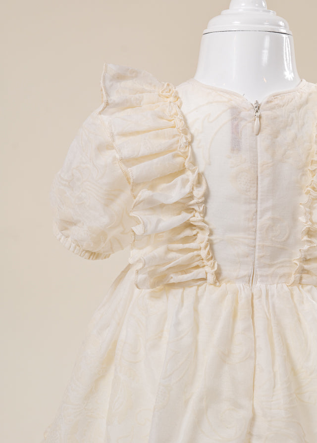 Rochita Eleganta Fetite Crem Imprimeu Catifea AnneBebe